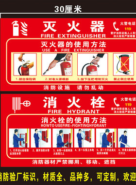 灭火器使用方法消防消火栓贴纸