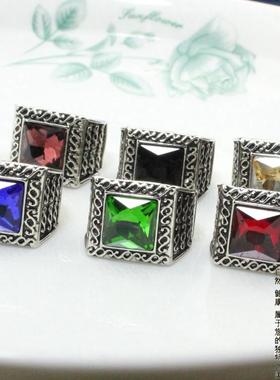 男士欧美复古朋克风方形宝石戒指