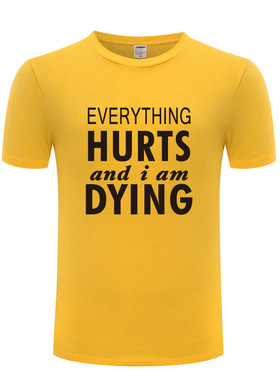 2017新款男式短袖T恤 Everything Hurts and I'm Dying 恶搞搞笑