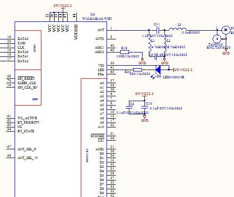 wifi模块 WM-G-MR-08 原理图 STM32F103RC SDIO SMA wifi模块