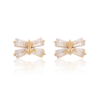 Love jewelry Korean female sweet bow Stud Earrings cubic zirconia earrings temperament Joker