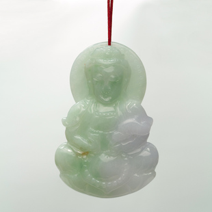A货玉观音挂坠观世音吊坠 858 玉菩萨项坠 钰达翡翠观音如意挂件