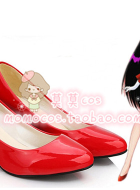 美少女战士 火星战士火野丽cos鞋万用红黑白色高跟皮鞋cosplay鞋