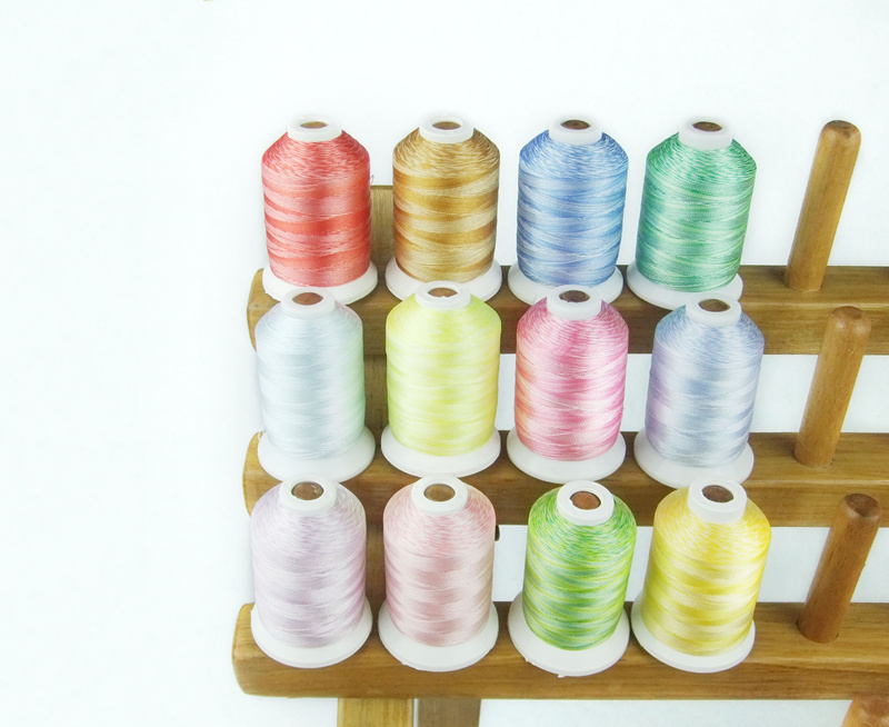 Simthread1000米涤丝段染彩色12只装电脑机器涤纶绣花线