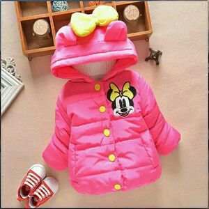 女童棉衣新款宝宝加绒加厚短款棉服米奇连帽冬装棉袄外套1-5岁