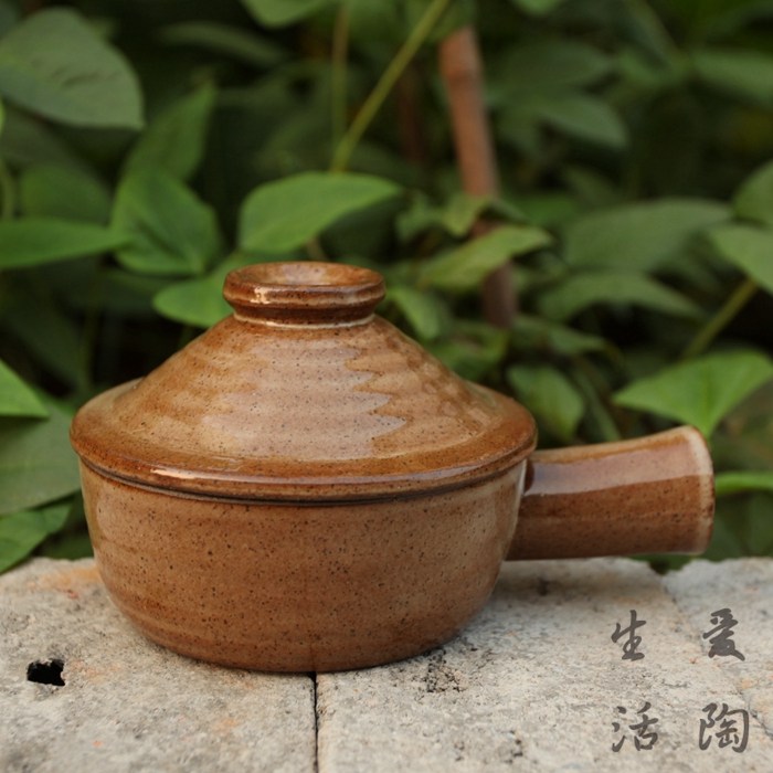 粗陶用具/带把粗陶锅/焗饭锅/焗饭碗/煲仔饭锅/微波炉专用/小陶锅