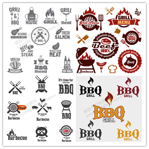 A0605矢量欧美烧烤BBQ烤串啤酒牛排LOGO菜单 AI设计素材