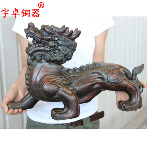 宇卓铜器纯铜貔貅黄铜貔貅皮丘铜双角貔貅一对工艺品摆件 - 封面