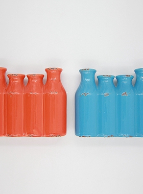 迷你矮花瓶特小创意可爱办公室摆件现代个性复古做旧酒瓶桌子摆件