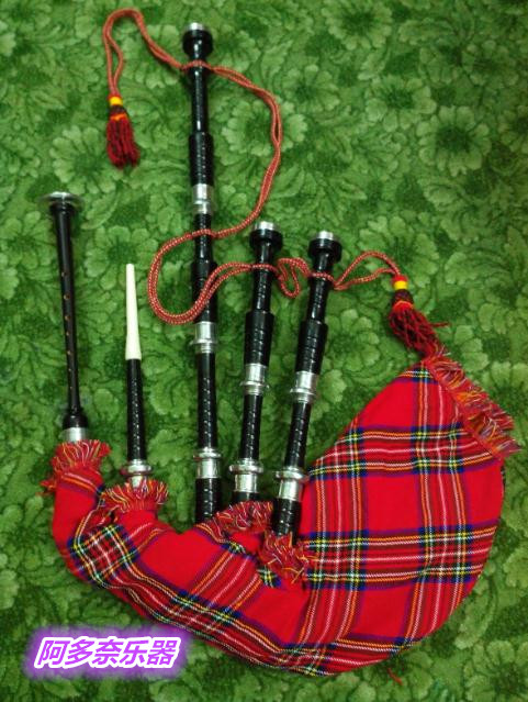 英国进口 苏格兰风笛 著名的高地风笛 蔷薇木 黑色银白镶嵌乐器