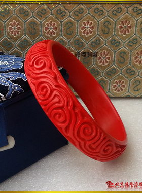 结婚新娘红色祥云手镯雕漆厂