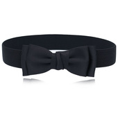 春夏新女士蝴蝶结松紧连衣裙细腰带装 百搭配饰黑色腰带 饰韩版 时尚