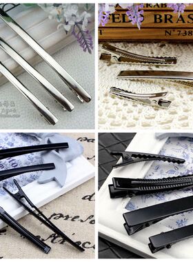 diy手工制作蝴蝶结发饰发夹黑色加厚细鸭嘴夹宽发卡头饰配件