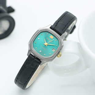 海达手表黑色日历真皮表带个性复古手动机械表女表古董表库存全新