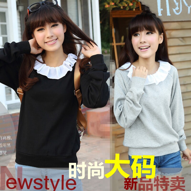 特加肥加大码女装 2014韩版秋装新款娃娃领宽松显瘦长袖t恤女卫衣|ruв категории Женская одежда, женской одежды - от Buy2taobao.com для оказания профессиональной услуги покупки агента Taobao