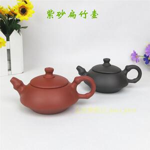 正品宜兴 原矿紫砂 手工扁茶壶  飞碟壶功夫茶壶 包邮买一送三