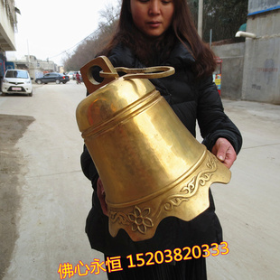 风水铜器纯铜光面铜钟寺庙无字钟铜铃铛风水挂件保平安工艺品