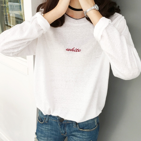 韩国东大门进口长袖t恤女夏装新款韩版T中长款宽松字母纯棉打底衫