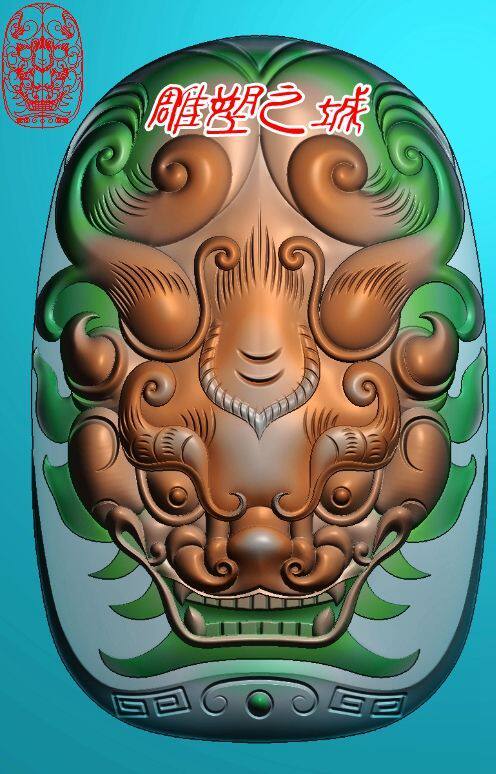 精雕图 灰度图 浮雕图 电脑雕刻图 仿古兽头13