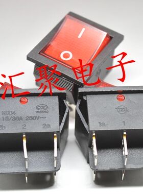 ZX中讯船型开关 翘板电源开关KCD4红色带灯4脚2档15A/250V