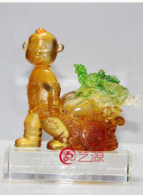 琉璃百财送长辈客户同事风摆件