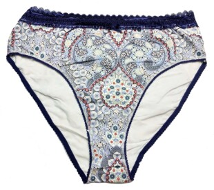 哟呼！primark S-XXL码女士蓝色凤尾花高腰全棉三角内裤短裤