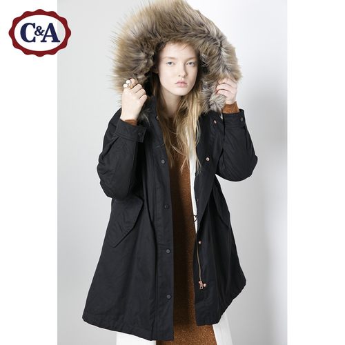 双11预告！C&A CA200183569 女士 可拆卸连帽工装棉服