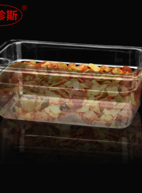PC透明亚克力份数盆麻辣烫菜盆可视保鲜盒自助餐盘果粉盒可配盖