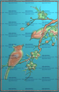 高清精雕图灰度图浮雕图电脑雕刻图精品檀雕花鸟196x310新款特价