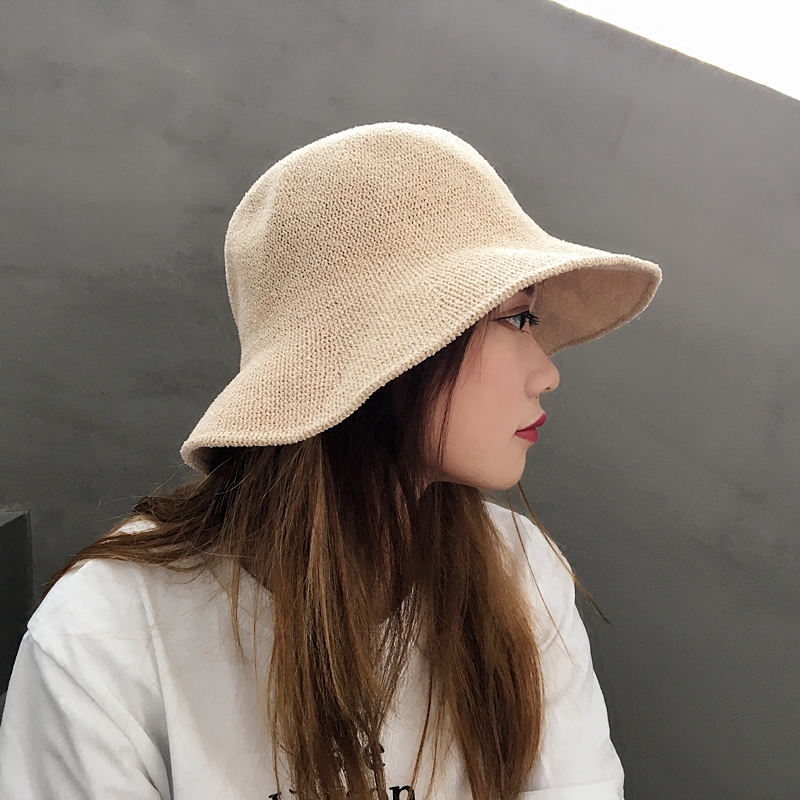 渔夫帽女日系针织盆帽帽子遮阳帽