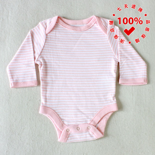 正品OLD NAVY老海军粉色条纹婴儿哈衣三角爬服纯棉新生宝宝包屁衣