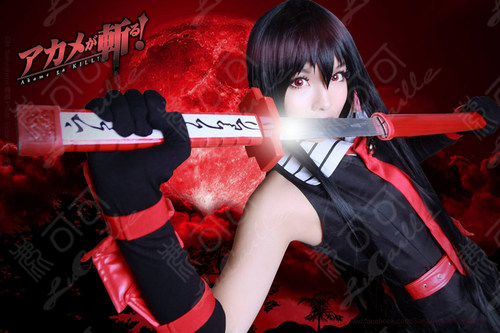 赤瞳斩赤红之瞳黑一米长直发cosplay假发女cos日常全头套M字刘海