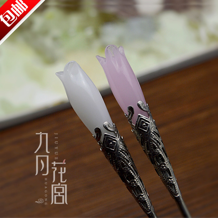 木兰花簪子步步惊心发簪古典盘发头饰古风简约发饰古代步摇花钗子