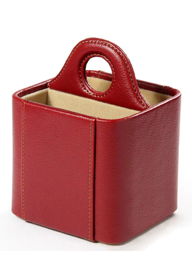 TAYOHYA/多样屋荔枝纹手挽遥控器收纳盒高档PU革皮质精致桌面整理