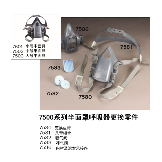 3m 7502配件头带组合/呼气阀/吸气阀/7580/7581/7582/7583/7586