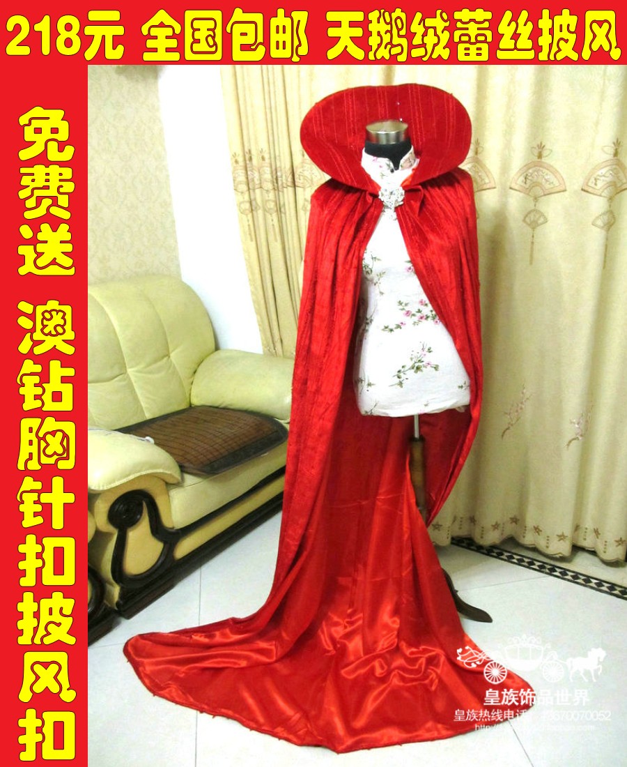 皇族天鹅绒蕾丝立平领女选美披风斗篷酒吧夜场颁奖包邮