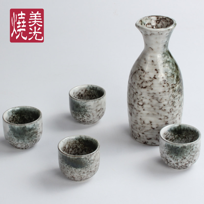 日式粗陶仿古清酒壶清酒杯陶瓷酒具套装日本餐厅酒瓶子家用酒盅_虎窝淘