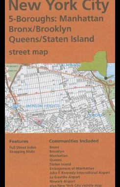 【预售】Folded Map New York City 5 Boroughs Street, NY