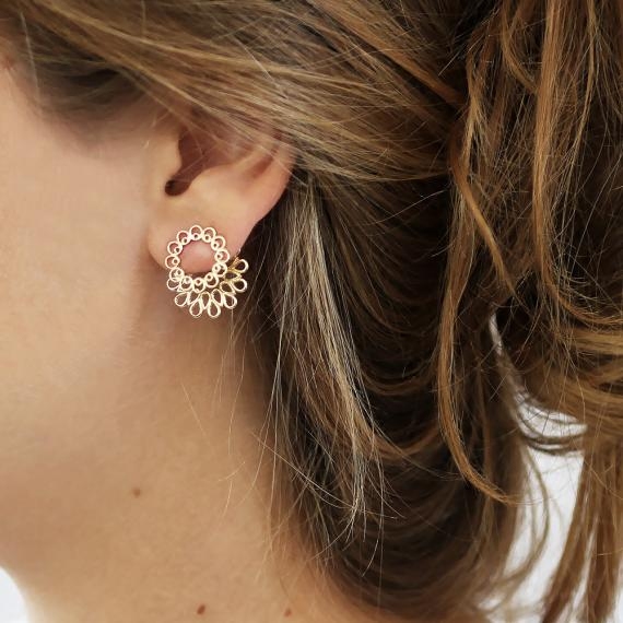 Overseas Shopping Elegant Hand made grace Sweet ring Datura bride gift Sterling Silver Gold-plated Ear Studsin the Accessories/Fashion Jewelry, Earring , Earrings  category - from Buy2taobao.com to provide professional Taobao agent buy service