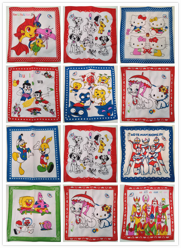 儿童手帕涤棉印花折叠迪士尼动物