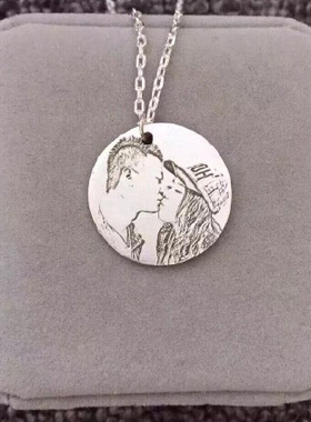 diy礼物银饰品照片字母链