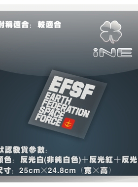 高达/EFSF联邦/ACG电动痛车贴纸摩托笔记电脑行李箱头盔贴-HA106