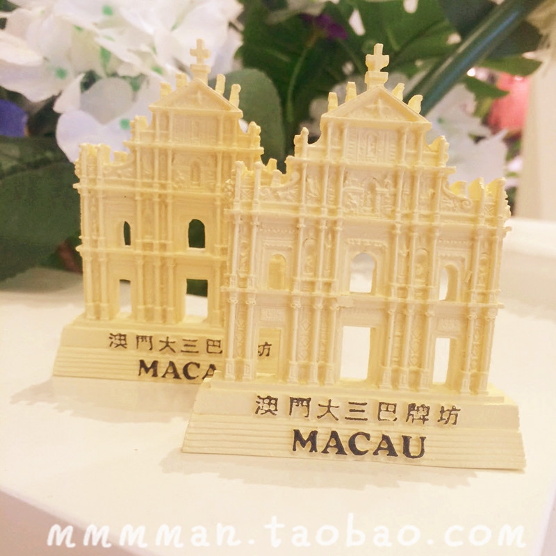 旅游纪念品澳门佳作手工树脂磁性冰箱贴风景标志大三巴牌坊手信