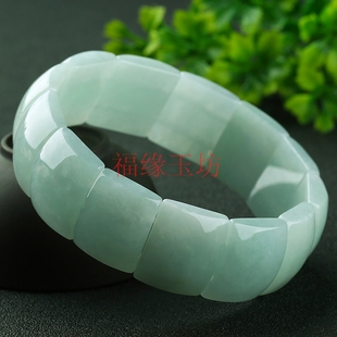 A货手串翡翠手链 玉器饰品 缅甸玉石竹排玉手链男女款