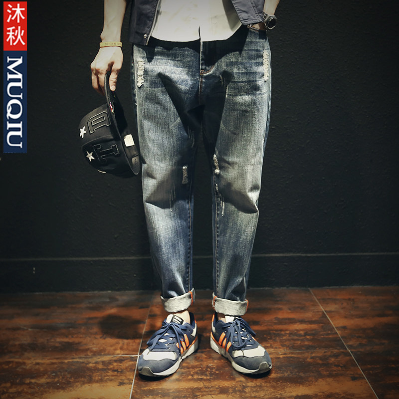 Jeans pour jeunesse droite en vrac en coton pour printemps - Ref 1463154 Image 1