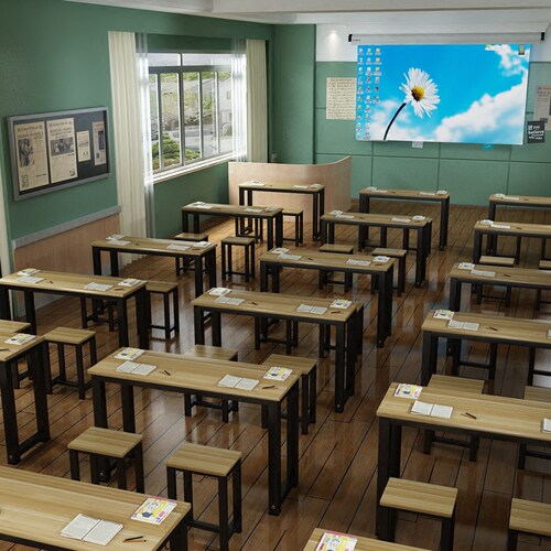 中小学生课桌学校辅导班书法培训桌单双人书桌幼儿园组合厂家直销 - 封面