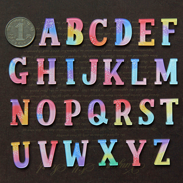 z61新款迷你亚克力贴片英文字母手机壳diy材料手工耳钉饰品配件