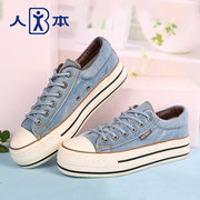 Men women sneakers women autumn 2015 platform platform washed denim trend of the Korean version of low shoes women's shoes