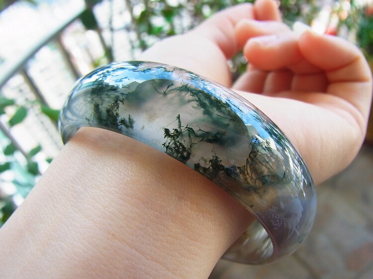 收藏级高质量天然原色水草玉髓手镯 60.1mm 谢绝议价