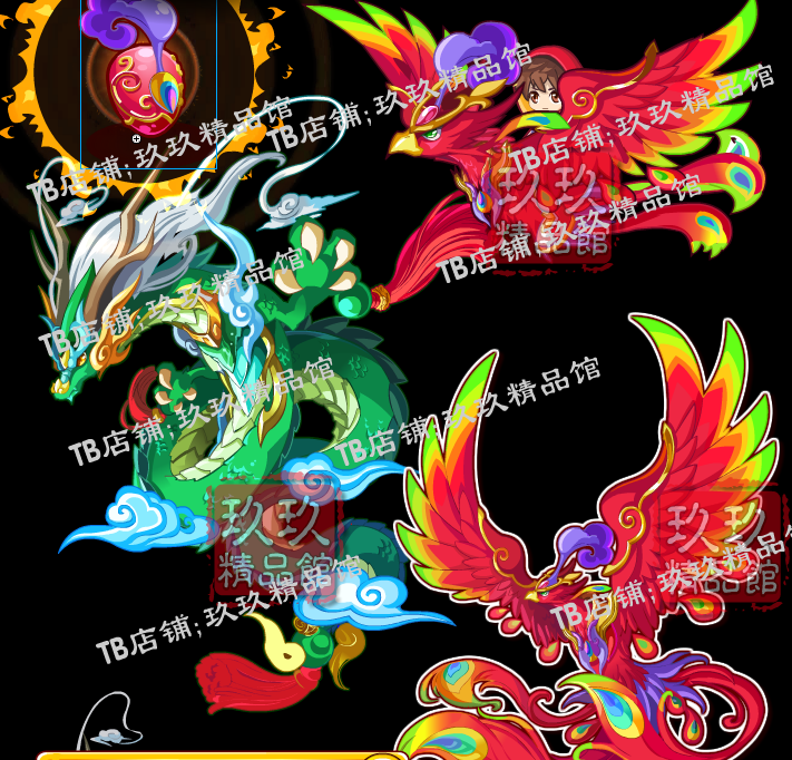 falsh 矢量素材 中国风龙凤凰 动画飞行界面ui素材文件龙凤呈祥